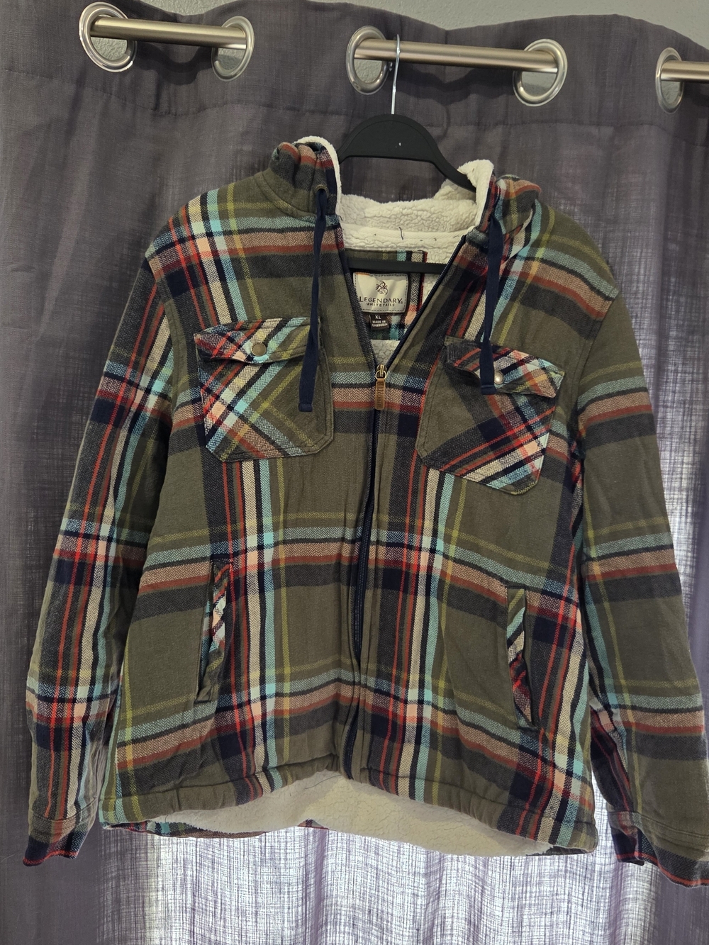 Legendary Whitetails Olive Plaid Sherpa-Lined Hooded Jacket